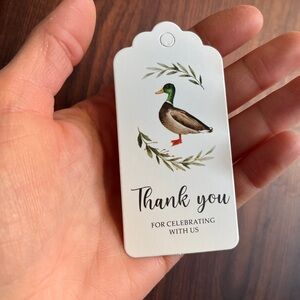 one lucky duck thank you favor tags first birthday mallard ducks party-set of 20